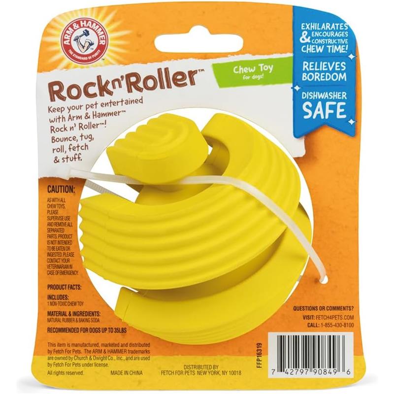 Arm & Hammer Rock N' Roller Whirl Rubber Ball Chew Toy for Dogs Image 2
