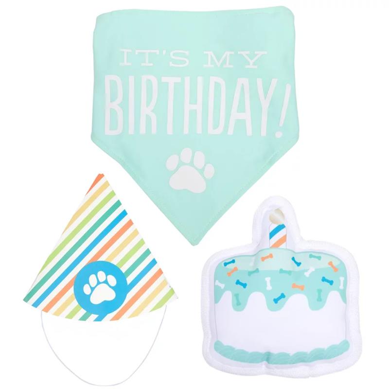 Pearhead Pet Birthday Pawty Kit Includes Toy, Party Hat and Party Bandana Image 1