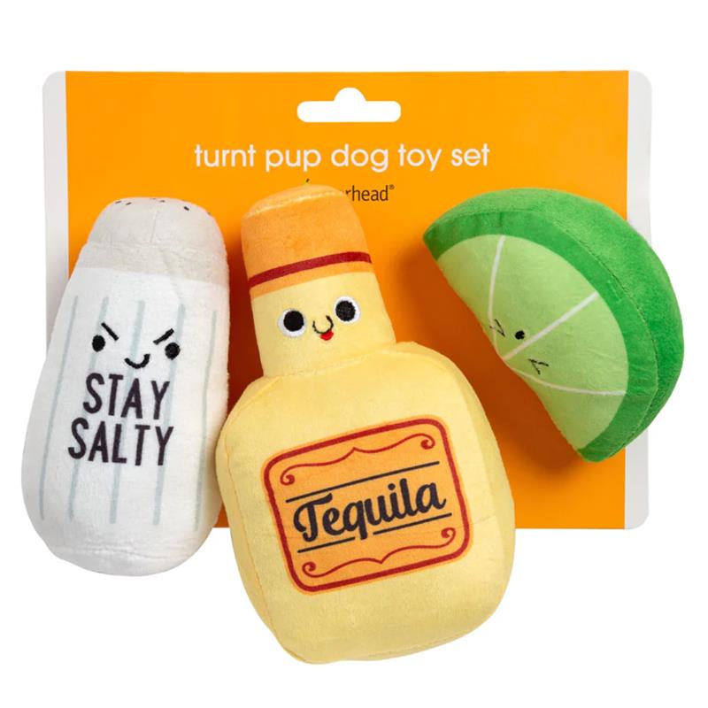 Pearhead tequila shots plush squeaky dog toy set Image 1